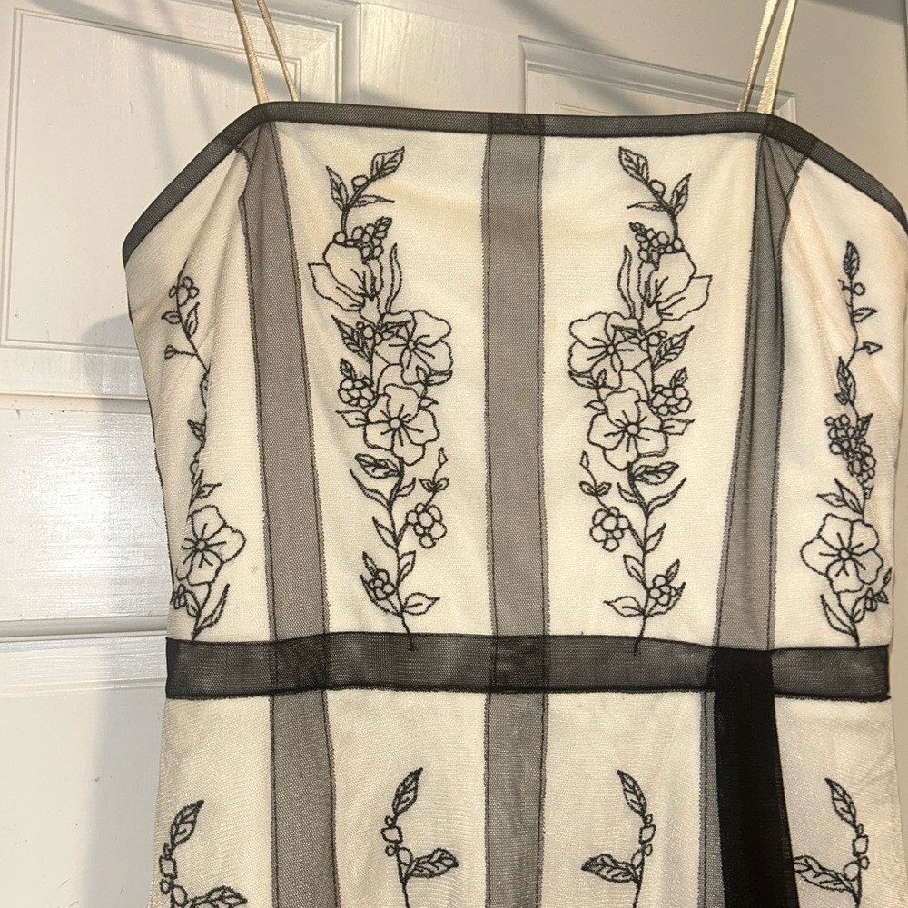 BCBGMaxAzria Black and White Strapless Sundress for Weddings